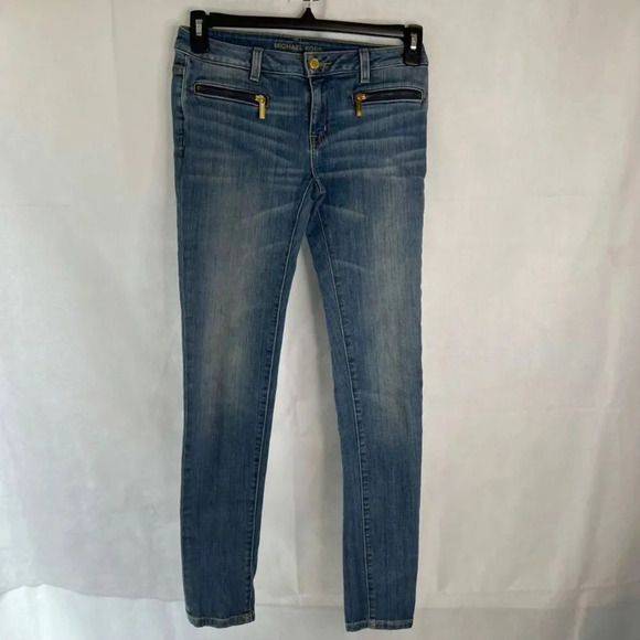 Michael Kors Front Zip Pocket Mid‎ Wash Low Rise Izzy Skinny Jean Size 2 - Picture 1 of 8